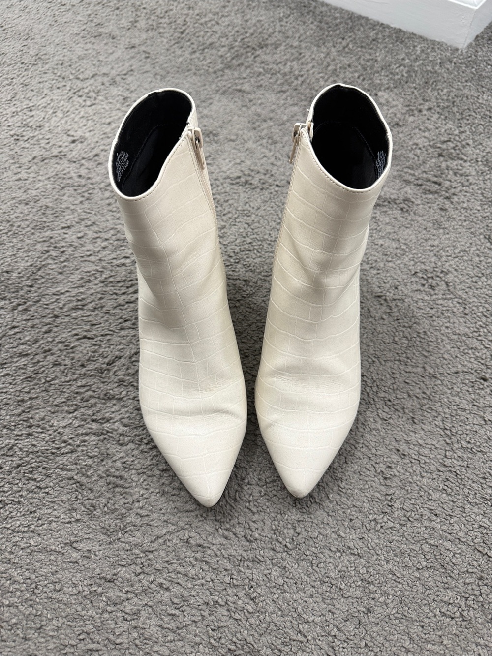Express Cream Faux-Croc Pointed Ankle Booties